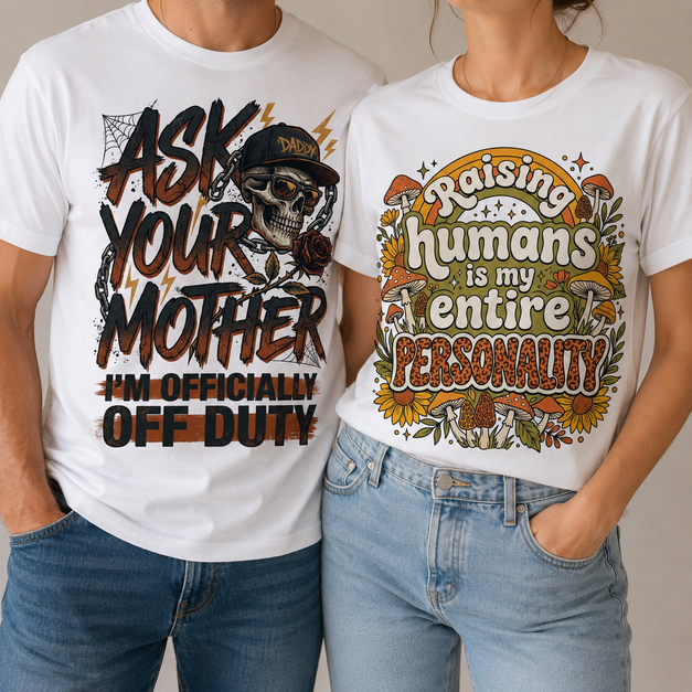 Print-on-demand t-shirt designs for moms and parents
